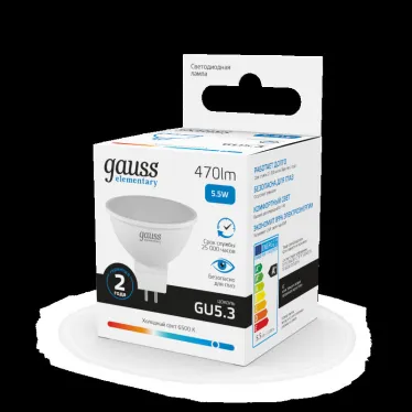 Лампа светодиодная LED 5,5Вт GU5.3 220В 6500К Elementary MR16 | 13536 | Gauss