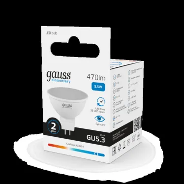 Лампа светодиодная LED 5,5Вт GU5.3 220В 6500К Elementary MR16 | 13536 | Gauss