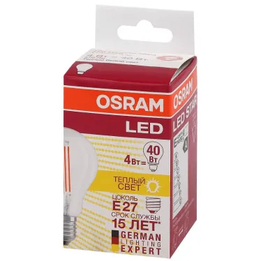 Лампа светодиодная LED 5,4Вт Е27 230В 3000К LS CLP 40 шар | 4052899971639 | Osram