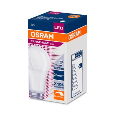 Лампа светодиодная LED 14,5Вт Е27 230В 2700К PARATHOM CLASSIC A 100 DIM груша d62x126мм | 4052899960909 | Osram