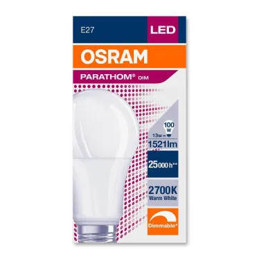 Лампа светодиодная LED 14,5Вт Е27 230В 2700К PARATHOM CLASSIC A 100 DIM груша d62x126мм | 4052899960909 | Osram