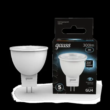 Лампа светодиодная LED 3Вт GU4 220В 4100К MR11 d35х45мм | 132517203 | Gauss