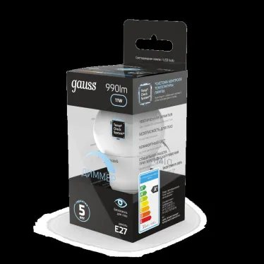 Лампа светодиодная LED 11Вт E27 220В 4100К A60, диммируемая | 102502211-D | Gauss