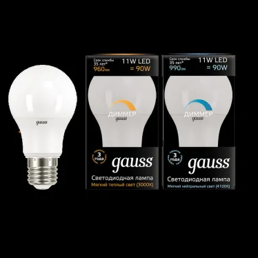 Лампа светодиодная LED 11Вт E27 220В 3000К A60, диммируемая | 102502111-D | Gauss