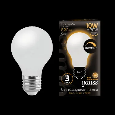 Лампа светодиодная LED 10Вт E27 220В 2700К A60, диммируемая | 102202110-D | Gauss