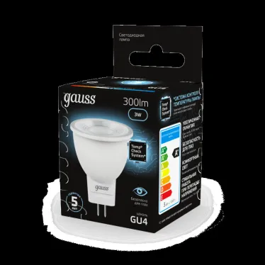 Лампа светодиодная LED 3Вт GU4 220В 4100К MR11 d35х45мм | 132517203 | Gauss