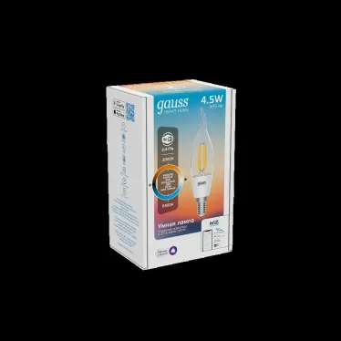 Лампа светодиодная филаментная Smart Home DIM+CCT E14 CF35 4,5 Вт 2000-6500 К 1/10/40 | 1280112 | Gauss