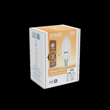 Лампа светодиодная Smart Home DIM E14 C37 5 Вт 2700К 1/10/40 | 1100112 | Gauss