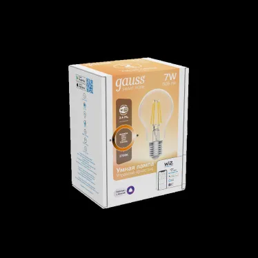 Лампа светодиодная филаментная Smart Home DIM E27 A60 7 Вт 1/10/40 | 1200112 | Gauss