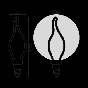 Лампа светодиодная LED Filament Bulbless CT35 Milky E14 4W 330lm 2700K 35*150mm 1/10/100 | 1000801104 | Gauss