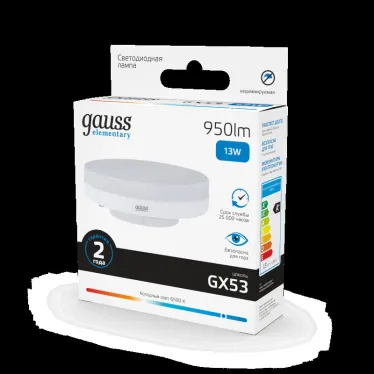 Лампа светодиодная LED Elementary GX53 13W 950lm 6500K 1/10/100 | 83833 | Gauss