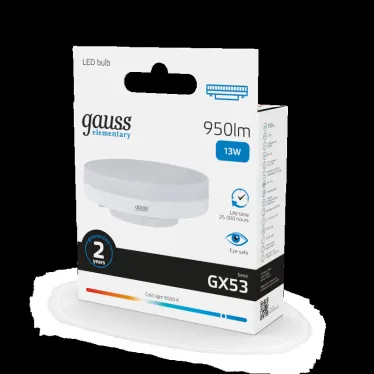 Лампа светодиодная LED Elementary GX53 13W 950lm 6500K 1/10/100 | 83833 | Gauss