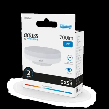 Лампа светодиодная LED Elementary GX53 9W 680lm 6500K 1/10/100 | 83839 | Gauss