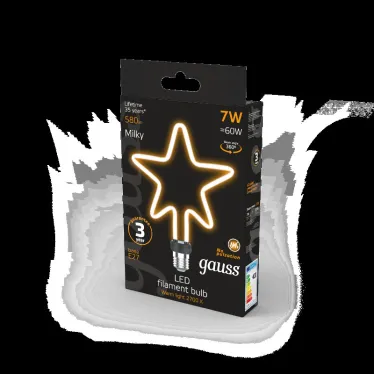 Лампа светодиодная LED Filament Bulbless Star Milky E27 7W 580lm 2700K 135*195mm 1/10/100 | 1006802104 | Gauss