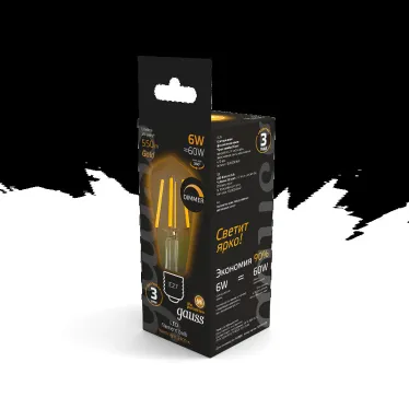 Лампа светодиодная Filament ST64 6W 620lm 2400К Е27 golden диммируемая | 102802006-D | Gauss