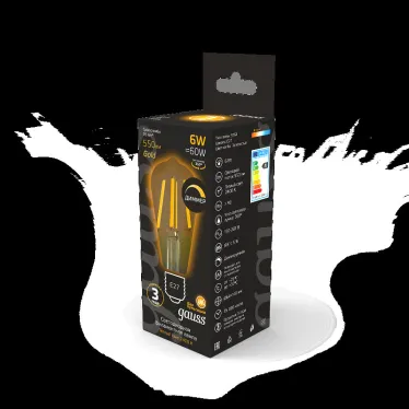 Лампа светодиодная Filament ST64 6W 620lm 2400К Е27 golden диммируемая | 102802006-D | Gauss