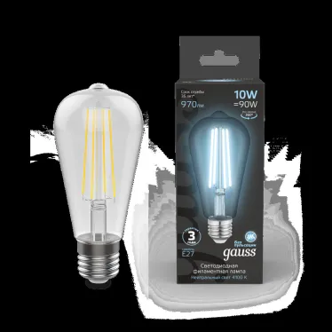 Лампа светодиодная Filament ST64 10W 970lm 4100К Е27 | 157802210 | Gauss
