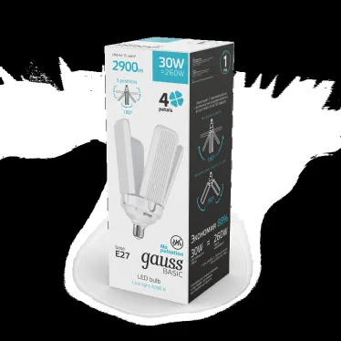 Лампа светодиодная Basic 30W 2900lm 4000K E27 Клевер-4 | 11732232 | Gauss