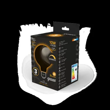 Лампа светодиодная Filament G125 10W 820lm 2400К Е27 golden диммируемая | 158802010-D | Gauss