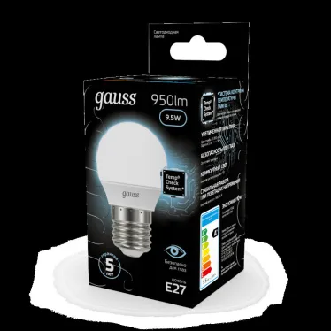 Лампа светодиодная LED Globe E27 9.5W 4100K | 105102210 | Gauss