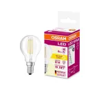 Лампа светодиодная филаментная LED STAR Classic P 4W, прозрачная колба, Е14 LEDSCLP40 4W/827 230V FIL E14 FS1 | 4058075068377 | Osram