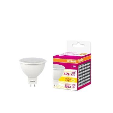 Лампа светодиодная LED STAR MR16 4, 110°, 220-240 вольт, GU5, 3 LSMR1650110 4, 2W/830230VGU5.310X1RU | 4058075129061 | Osram