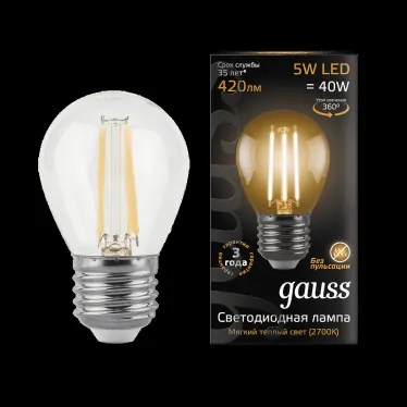 Лампа светодиодная LED 5Вт E27 220В 2700К шар | 105802105 | Gauss