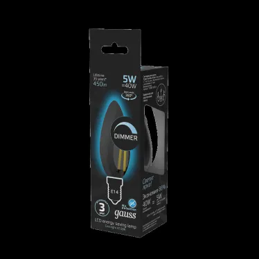 Лампа светодиодная LED 5Вт E14 220В 4100К свеча, диммируемая | 103801205-D | Gauss