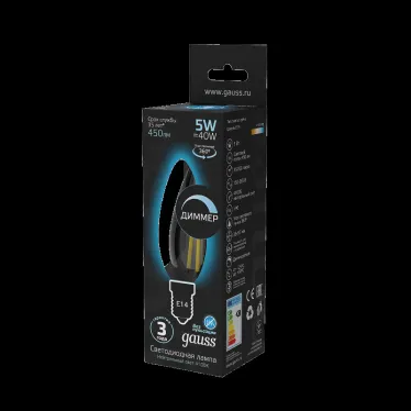 Лампа светодиодная LED 5Вт E14 220В 4100К свеча, диммируемая | 103801205-D | Gauss