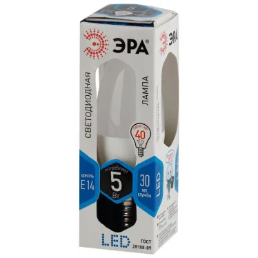 Лампа светодиодная LED 5Вт E14 220В 4000К smd B35 свеча | Б0018872 | ЭРА
