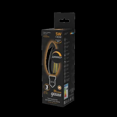 Лампа светодиодная LED 5Вт E14 220В 2700К свеча, диммируемая | 103801105-D | Gauss