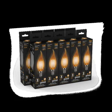 Лампа светодиодная LED 5Вт E14 220В 2700К свеча на ветру | 104801005 | Gauss