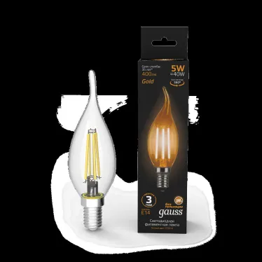Лампа светодиодная LED 5Вт E14 220В 2700К свеча на ветру | 104801005 | Gauss