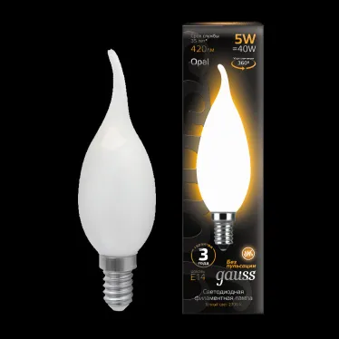 Лампа светодиодная LED 5Вт E14 220В 2700К свеча на ветру | 104201105 | Gauss
