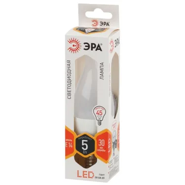 Лампа светодиодная LED BXS-5W-827-E14 ЭРА (диод, свеча на ветру, 5Вт, тепл, E14) | Б0027967 | ЭРА