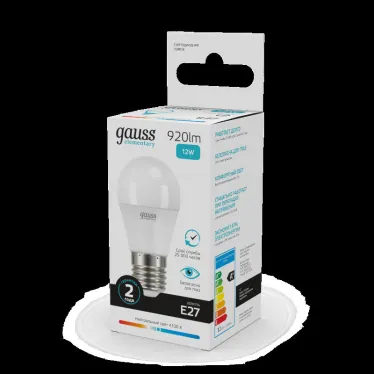 Лампа светодиодная LED Elementary Шар 12W 920lm E27 4100K | 53222 | Gauss