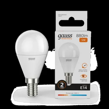 Лампа светодиодная LED Elementary Шар 12W 880lm E14 3000K | 53112 | Gauss