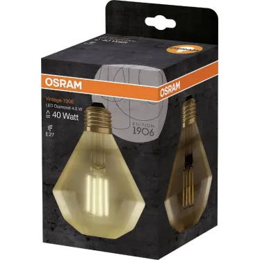 Лампа светодиодная филаментная Vintage 1906 LED CL DIAMOND FIL GOLD 40 non-dim 4, 5W/825 E27 | 4058075091955 | Osram