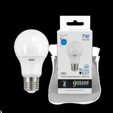 Лампа светодиодная LED Elementary A60 7W E27 560lm 6500K | 23237A | Gauss