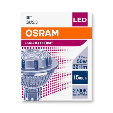 Лампа светодиодная напряжение 12В PARATHOM MR16 50 non-dim 36° 7 2W/827 GU5.3 | 4052899957817 | Osram