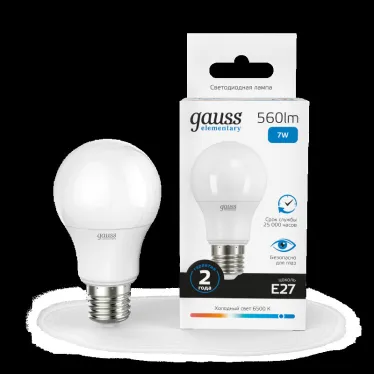 Лампа светодиодная LED Elementary A60 7W E27 560lm 6500K | 23237A | Gauss