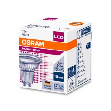 Лампа светодиодная PARATHOM PAR16 50 non-dim 120° 4, 3W/827 GU10 | 4052899958111 | Osram