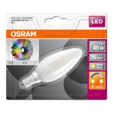 Лампа светодиодная LED STAR+ CL B CRI90GL FR 40 non-dim 5W/927 E14 | 4058075813717 | Osram