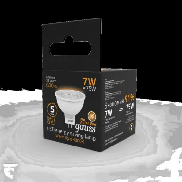 Лампа светодиодная LED 7Вт GU5.3 220В 2700К MR16 | 101505107 | Gauss
