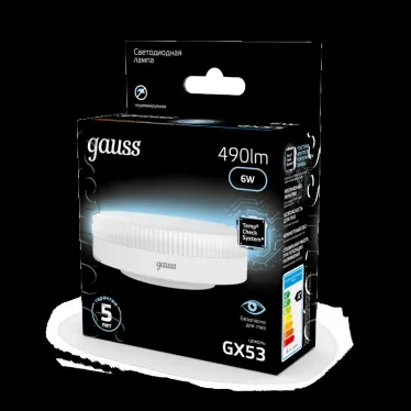 Лампа светодиодная LED 6Вт GX53 220В 4100К | 108008206 | Gauss