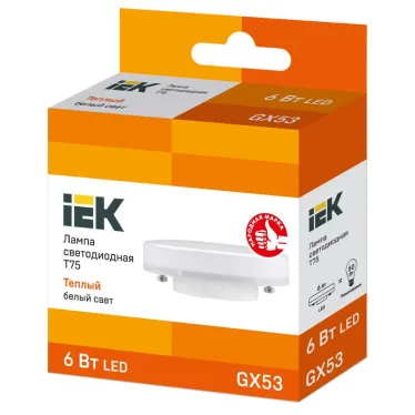 Лампа светодиодная LED 6Вт GX53 220В 3000К T75 таблетка | LLE-T80-6-230-30-GX53 | IEK