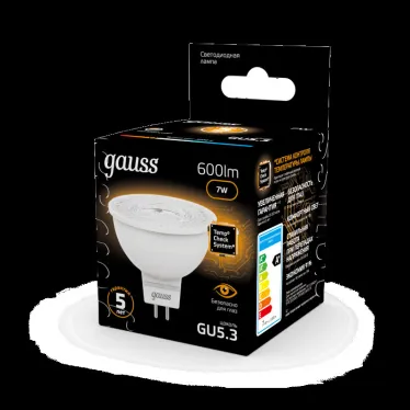 Лампа светодиодная LED 7Вт GU5.3 220В 2700К MR16 | 101505107 | Gauss
