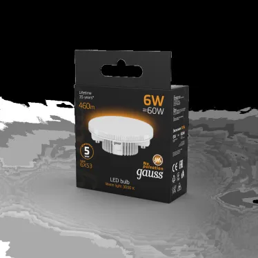 Лампа светодиодная LED 6Вт GX53 220В 2700К | 108008106 | Gauss