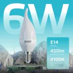 Лампа светодиодная LED 6Вт E14 220В 4100К Elementary свеча на ветру | 34126 | Gauss