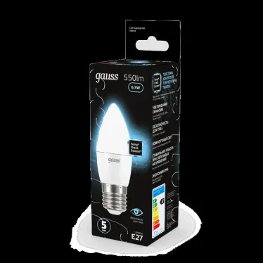 Лампа светодиодная LED 6,5Вт E27 220В 4100К свеча | 103102207 | Gauss